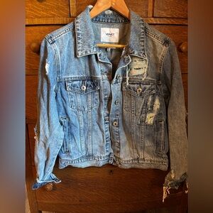 Velvet Ripped Denim Jacket - Blue